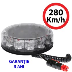 Girofar LED bicolor magnetic aerodinamic (doar 4,5 cm inaltime) 12-24V 12 LED-uri de 3W - 5 ani Garantie